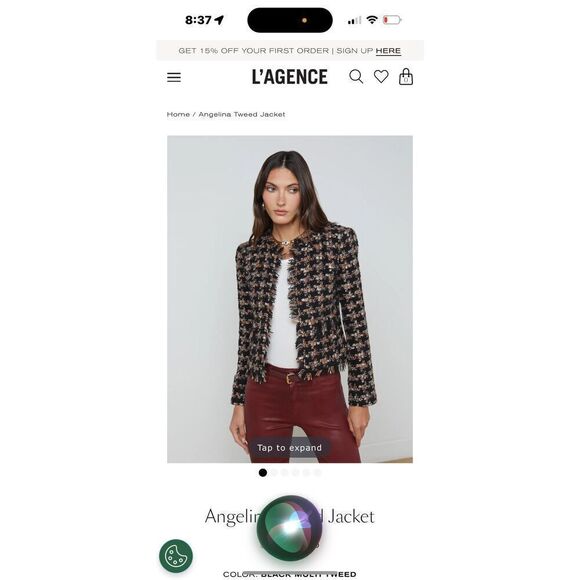 L’Agence Angelina Tweed Jacket in Black Multi Tweed NWT Size 0 - Picture 3 of 11